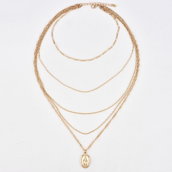 3/$25 Layered Virgin Mary Choker Necklace - Picture 4 of 8